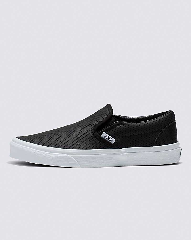 Women\'s Vans Slip-On Perf Leather Shoes Black | USA IGM-423760