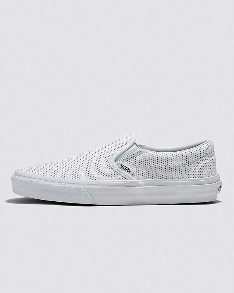 Women\'s Vans Slip-On Perf Leather Shoes White | USA POR-246097