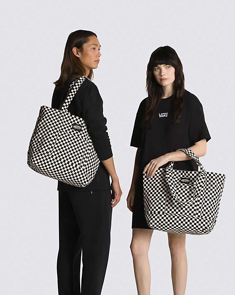 Women's Vans Tell All Zip Tote Bags Black White | USA FIR-058312