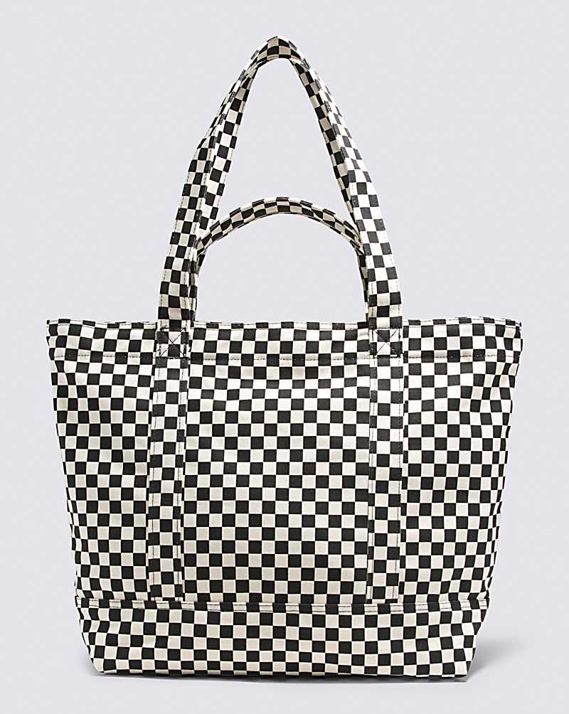 Women's Vans Tell All Zip Tote Bags Black White | USA FIR-058312