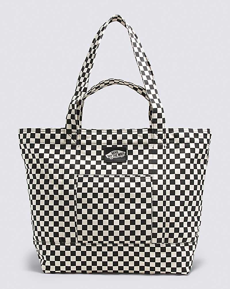 Women\'s Vans Tell All Zip Tote Bags Black White | USA FIR-058312