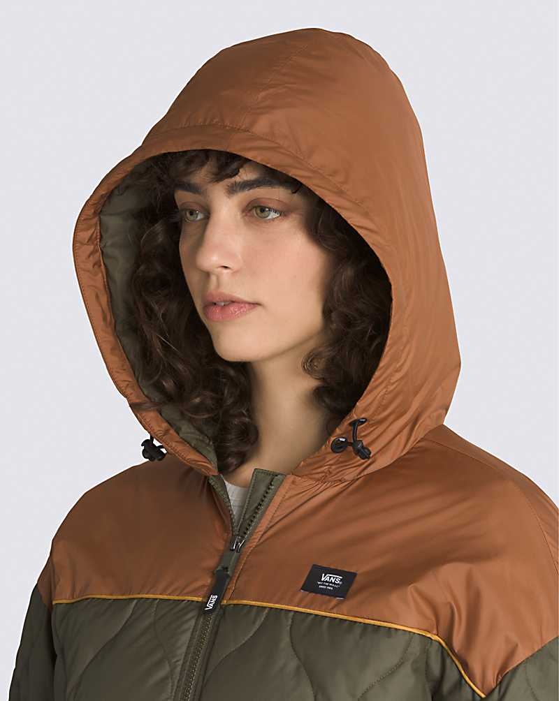 Women's Vans Tobias Hooded Primaloft MTE-1 Jacket Olive | USA QLH-267358