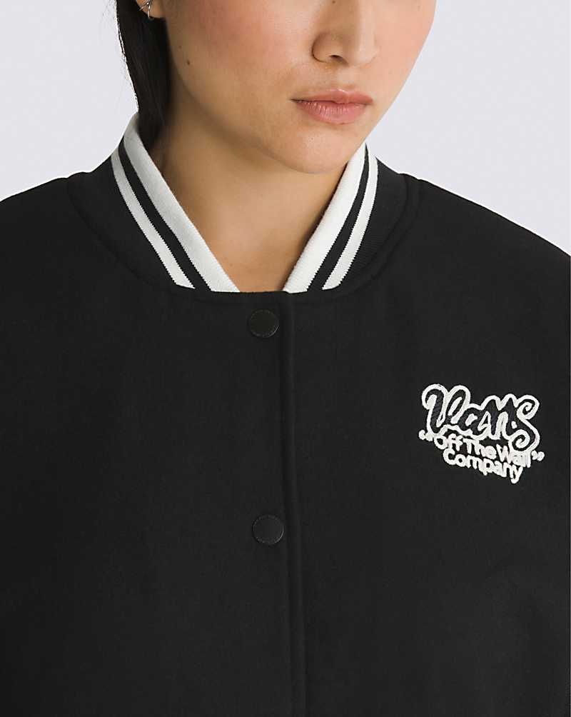 Women's Vans Varsity Club Bomber Jacket Black | USA VOS-186934