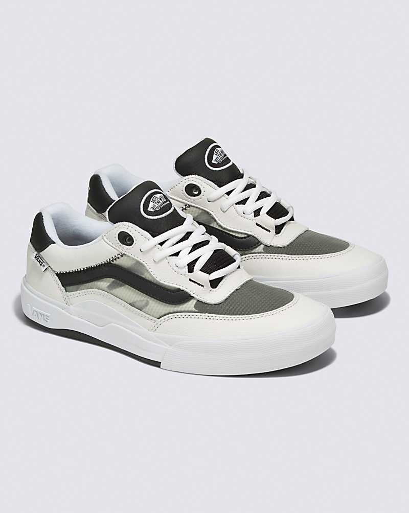 Women's Vans Wayvee Leather Skate Shoes White Black | USA NWI-390671