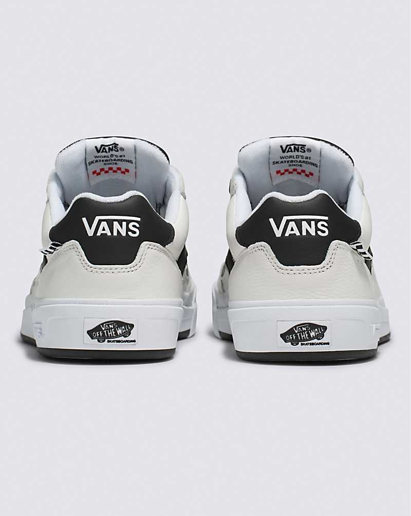 Women's Vans Wayvee Leather Skate Shoes White Black | USA NWI-390671